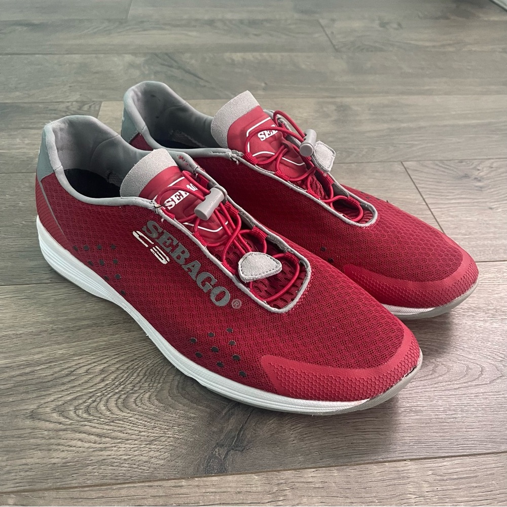 Sebago Cyphon Men’s 10 Red Gray Mesh Slip On Sneakers